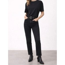 AYR The Yes Yes Yes Jeans High-Rise Straight Leg Ankle Washed Black Size 26