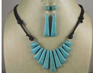 11 trapezoid style pendant howlite necklace/earring / $0.85 combine s/h(y225-w1)