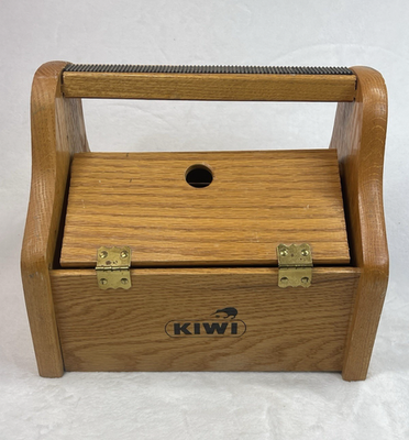 靴磨き シューシャインボックス KIWI Vintage】 【USA 木箱 Brush Horsehair With Rest Foot Box Wooden Groomer Shine Shoe Kiwi アンティーク雑貨