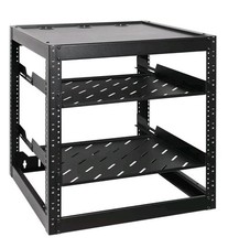 12U Open Frame Network Rack with 2X 14in Vented 1U Shelves Rear Support, Wall...