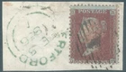GB 1856 Queen Victoria postmark piece: Penny Star and HERTFORD CDS