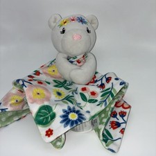 Baby Essentials Bright Flower Embroidered White Bear Lovey Security Baby Blanket