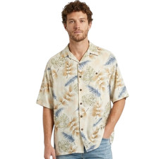 Campia Moda Men  s Tropical Hawaiian Print Button-Up Shirt Medium Rayon