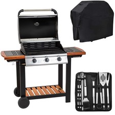 Embermann Modena 3 Burner Gas Barbecue with Free Heavy-Duty Cover & Deluxe BBQ T