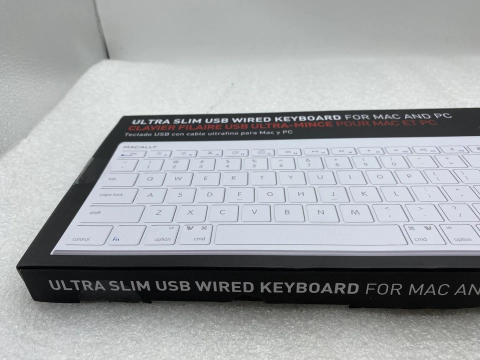 BRAND NEW White Macally Ultra Slim USB Wired Keyboard for Mac and PC - FREE S/H - Image 2 of 4