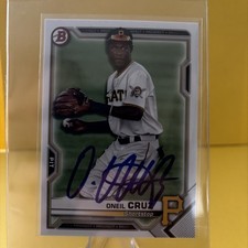 2021 Bowman Oneil Cruz RC Blue Ink On-Card Auto Beckett Authenticated