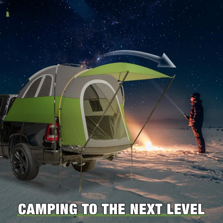 Truck Bed Tent With Awning, Fits 5.5-5.8FT Truck, PU3000mm Waterproof Tailgate