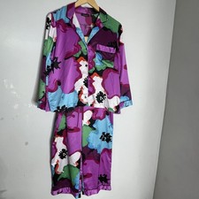 Natori Pajamas Set Satin Small Watercolor Floral Button Top Pants