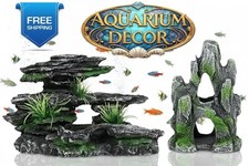 Aquarium Mountain  Cave Rock Landscape Decor - Premium Resin Ornament Set