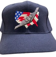 Spirit Stealth Bomber B-2 Logo Hat Cap USA Flag Plane Snap Back Blue Red White