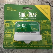 SunPass Mini Sticker Transponder Pre-Paid Toll Program Florida Georgia NC