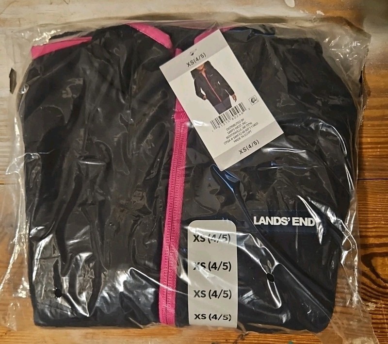 Land's End Youth Girl's Long Sleeve Full Zip Grid Fleece Jacket Size XS 4/5