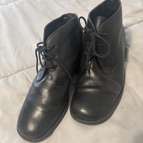 Vtg Leather Black Boots Made In Brazil Nicole Brand Lace Up Size 7 - Image 1