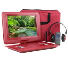 Trexonic Red 13.3" Portable TV DVD Player w TFT Screen USB HDMI AV SD FM Radio