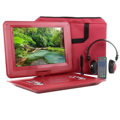 Trexonic Red 13.3'' Portable TV+DVD Player w TFT Screen USB HDMI AV SD FM Radio
