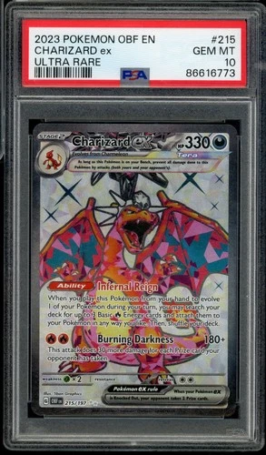 2023 Pokemon Obsidian Flames EN Charizard EX Ultra Rare Full Art #215 PSA 10