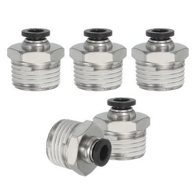 5x NPT Adapter 1/4'' Rohr x 1/2'' Gewinde Push-Fitting, schwarz
