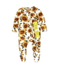 NWT Angel Dear Fall Thanksgiving Sunflower Bamboo Footie in White Yellow 3-6M