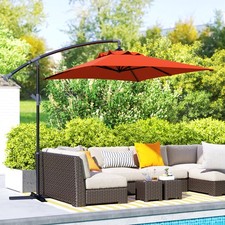 3 m Cantilever Banana Parasol with Cross Base, Crank Handle, 6 Ribs