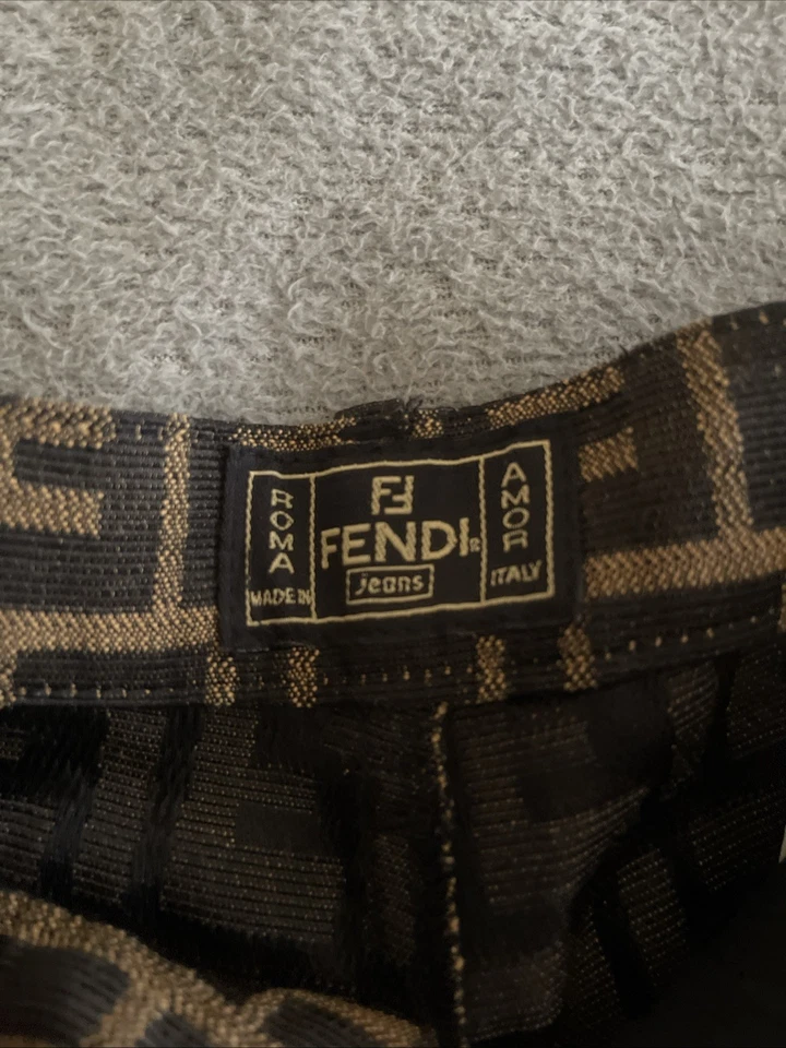Pantalones Fendi para mujer con monograma talla M marrón tiro alto vintage diseñador Y2K de lujo Foto 3 de 4