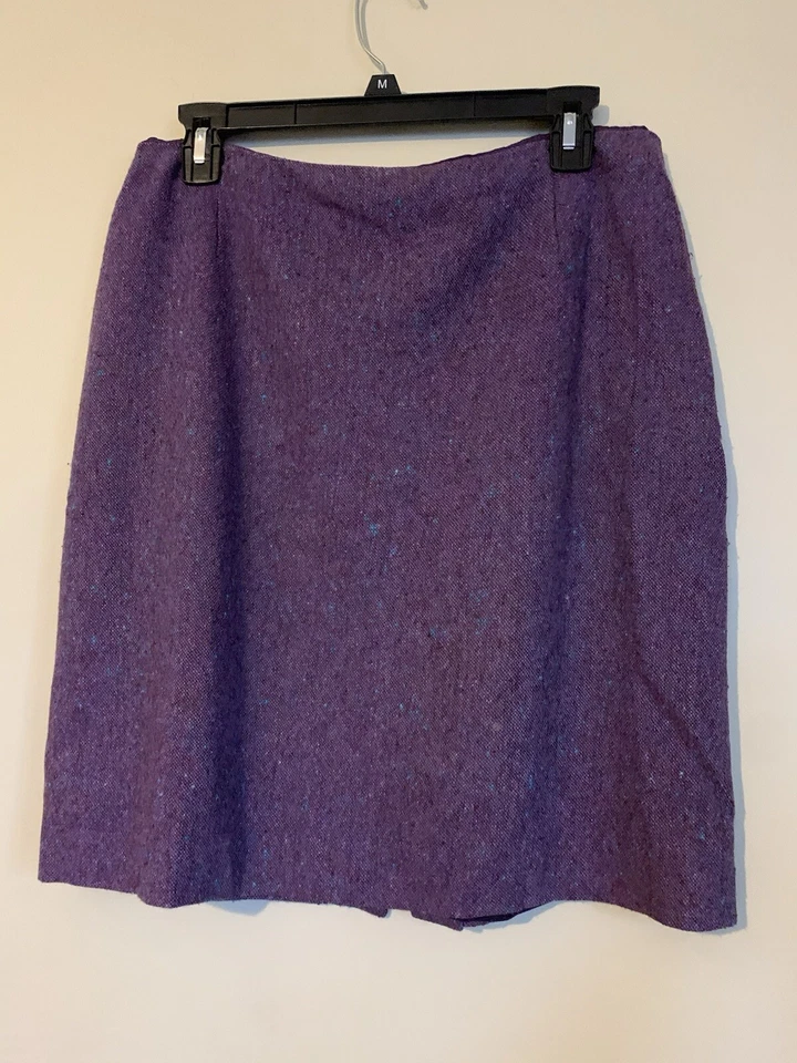 Falda Esquinera Informal Traje Talla 10 Chaqueta de 3 Botones Falda Cremallera Trasera Morada Lana Mezcla Foto 4 de 4