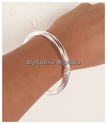 Bracelet Jonc Torsadé Argent 925 - Tube Ouvrable 67 Mm, 6 Mm, Dolly-Bijoux