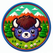 Cute Bison Patch Embroidered Iron-on Applique Clothing Cartoon Kids Buffalo