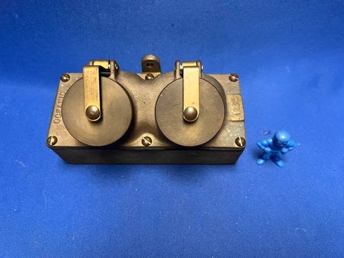 Oceanic 1232 Marine Receptacle, 2 Gang, Bronzed Cast, Angled Type, 6-5/8"  x 3"