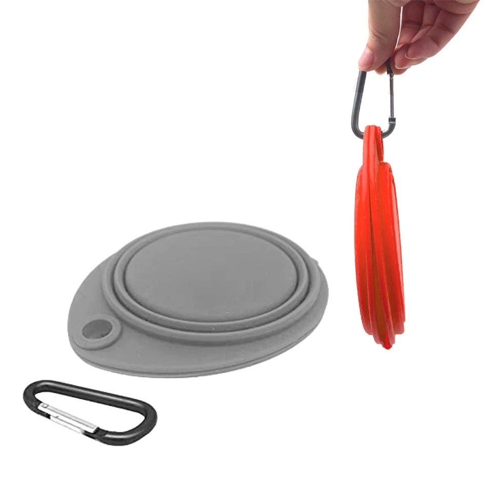 12 oz Silicone Double Dog Bowls,Collapsible Silicone Bowl with D-Ring - Image 3 of 4