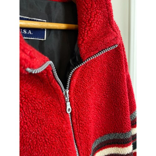 Free Country LARGE Jacket Red Black Full Zip Fleece Mens USA Quality - Picture 3 of 13