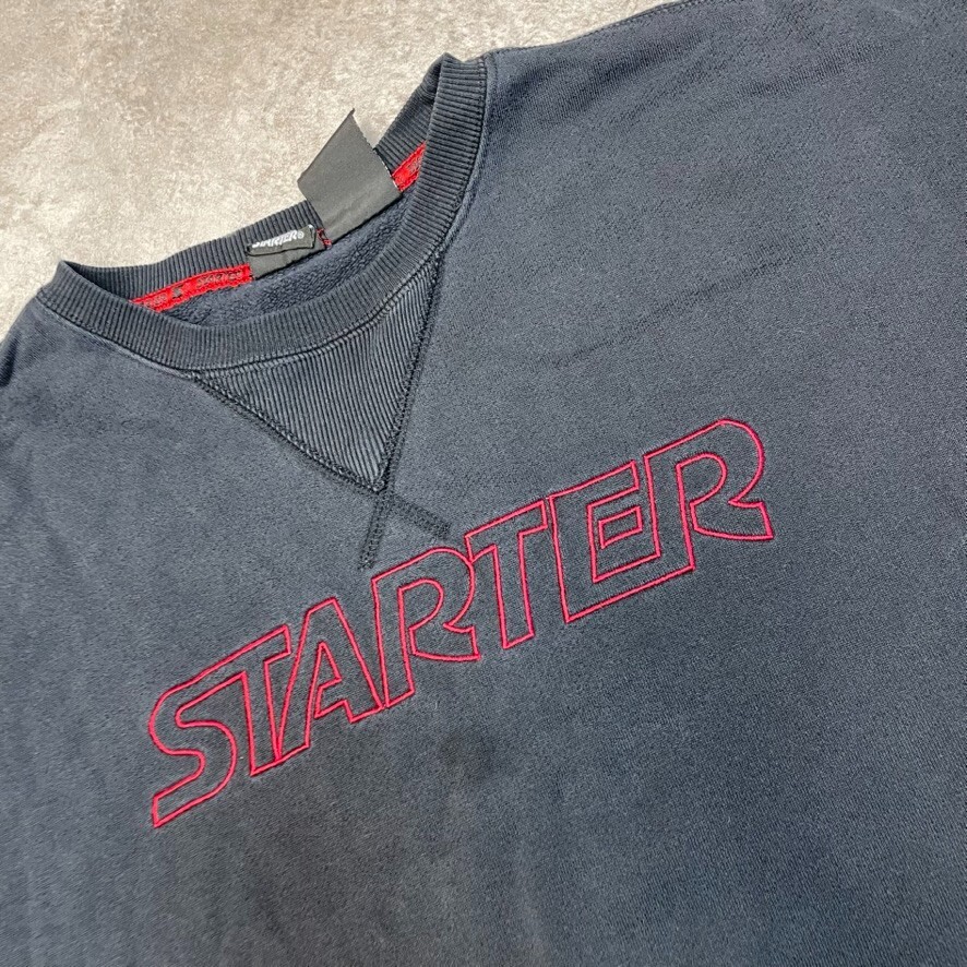Starter Sweatshirt Mens Vintage Spellout Pull Over Jumper, Black, Large image 4