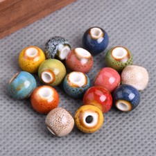 30pcs 8mm Round Fancy Glaze Ceramic Porcelain Loose Beads For Jewelry Making