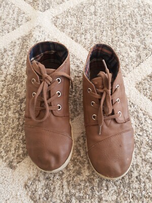 Toms Boys Tan Dress Shoes Yong Leather Hook lace up