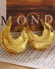 Big Gold Hoops Earrings Vintage Style Metal Chunky Statement Large Hoops Big