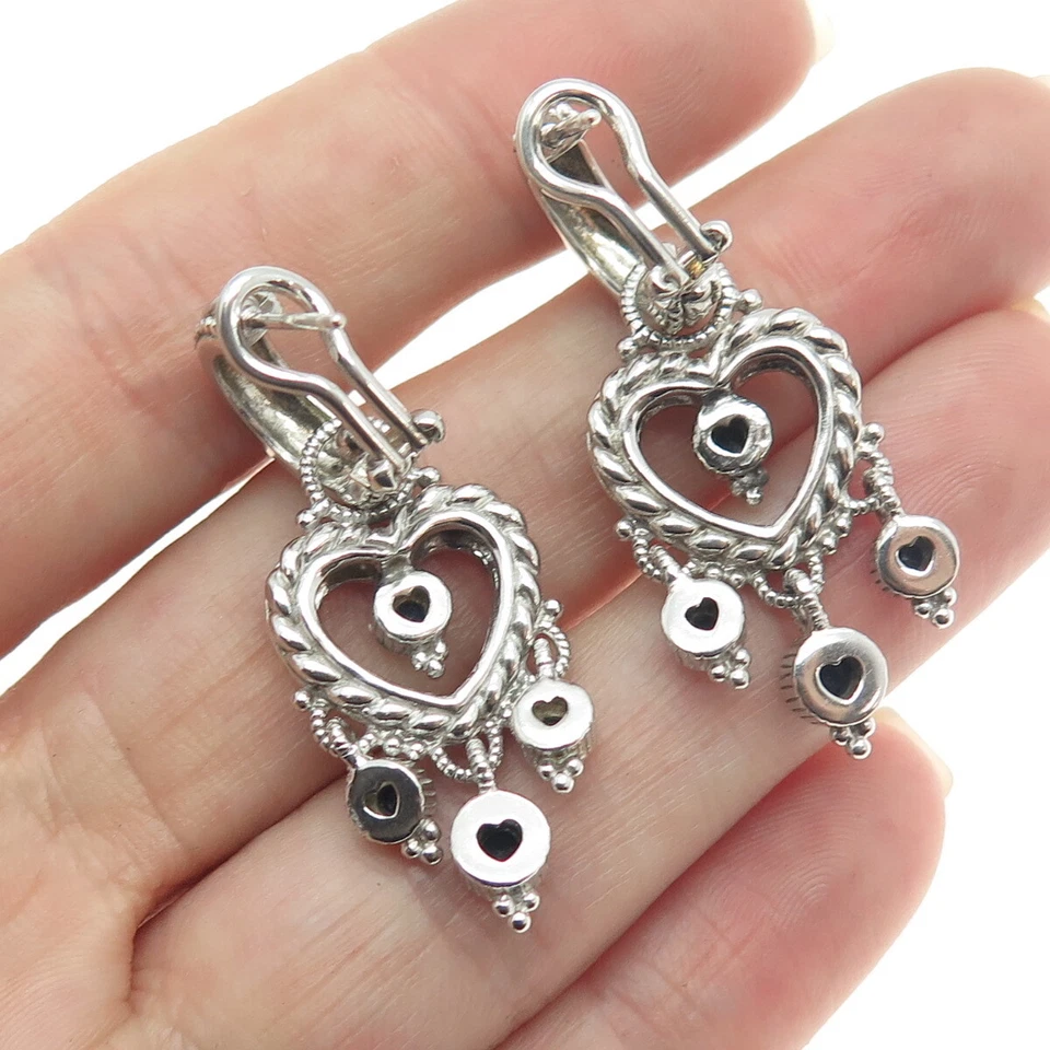 Pendientes JUDITH RIPKA 925 Plata de Ley Zafiro Real Corazón Dije Omega Trasero Foto 2 de 4