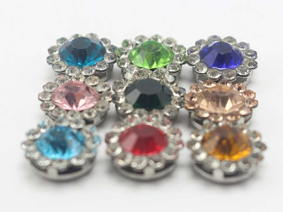 50 Silver Bling Crystal Rhinestone Pearl Flatback Button Beads 11mm Wedding - Image 3 of 4