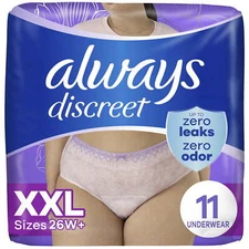 Always Discreet Adult Incontinence Briefs (Women) and Postpartum Briefs (XXL)