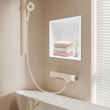 Recessed Shower Storage Shelf White Bathroom Shower Organizer Stainless Steel