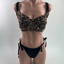 Victoria's Secret Swim Push Up Bikini Top  Brazilian Leopard Set  Size XL NWT