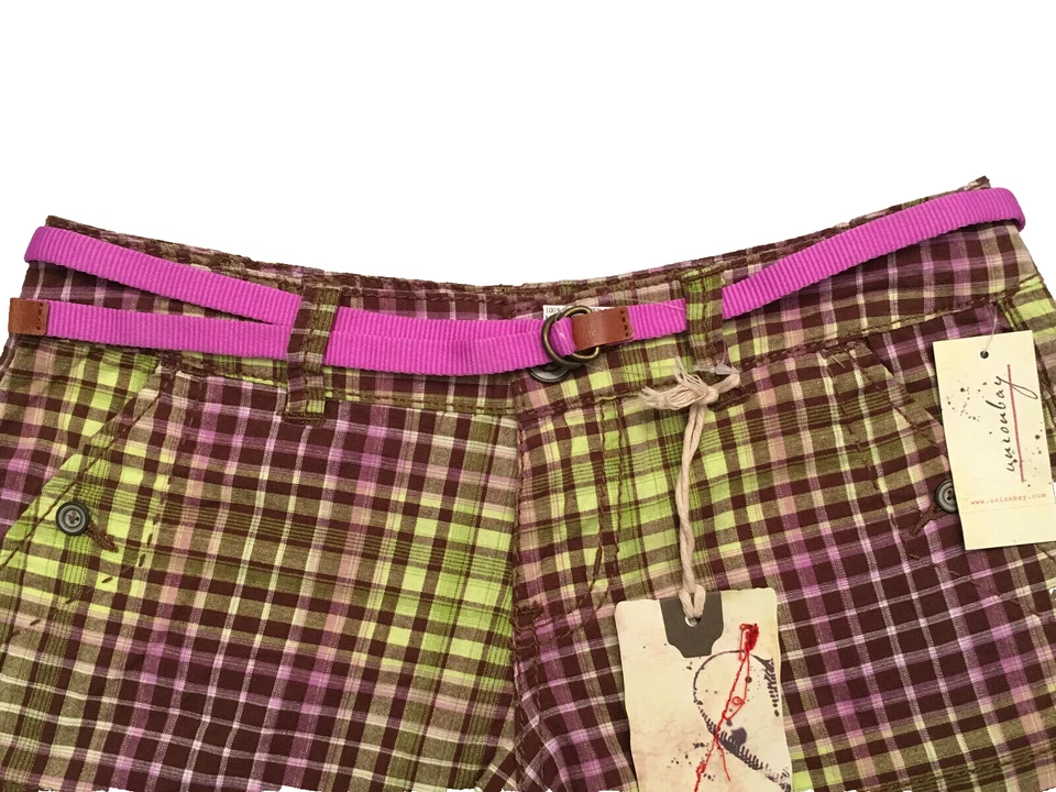 Pantalones cortos Unionbay Junior multicolores a cuadros con cinturón Sabrina talla 3 Foto 3 de 4
