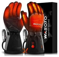 Heated Gloves 7.4V Battery 22.2WH Rechargeable Winter Ski Size L Black/Gray