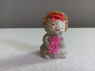 Vintage Grey Cat Bell Figure With Hat Giftco Inc