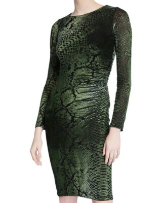 green velvet snake dress Carella Bottle Green Velvet Twisted Asymmetric Midi Dress – Club L London