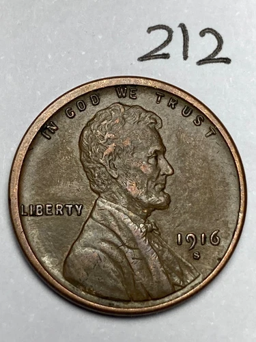 1916-S LINCOLN WHEAT CENT, low mintage, "EXTREMELY FINE" condition, #212