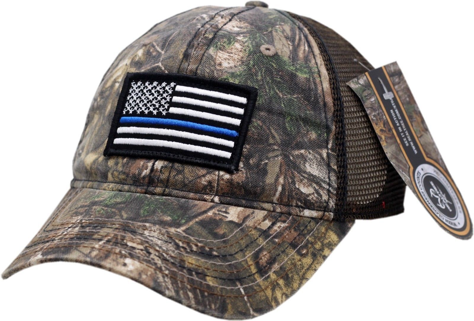 American Flag Blue Line Camouflage Mesh Adjustable Strap Hat-105