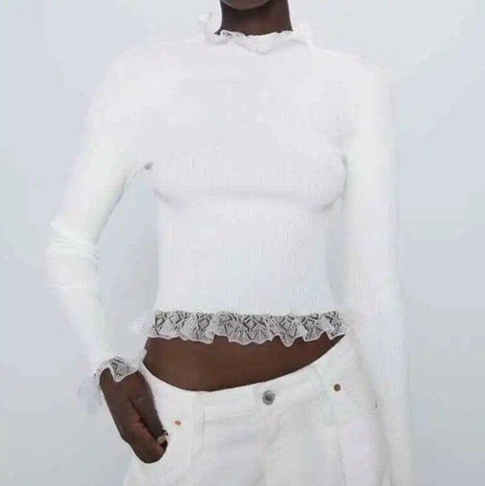 zara lace trim top
