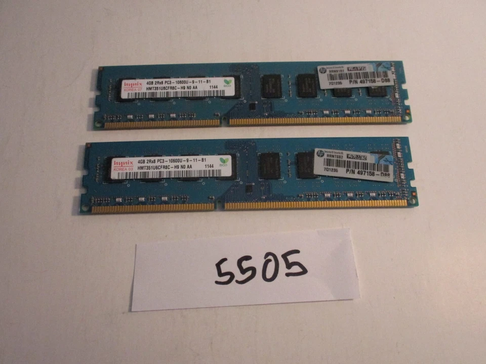 Hynix LOT of 2X4GB=8Gb  PC3-10600 1333Mhz DDR3 DESKTOP MEMORY RAM (5505) - Image 3 of 4