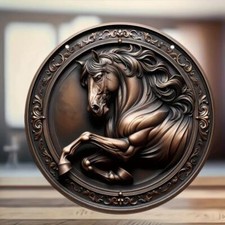 Blechschild rund Pferd Gestüt Kupferoptik 20x20cm Retro Vintage TE393