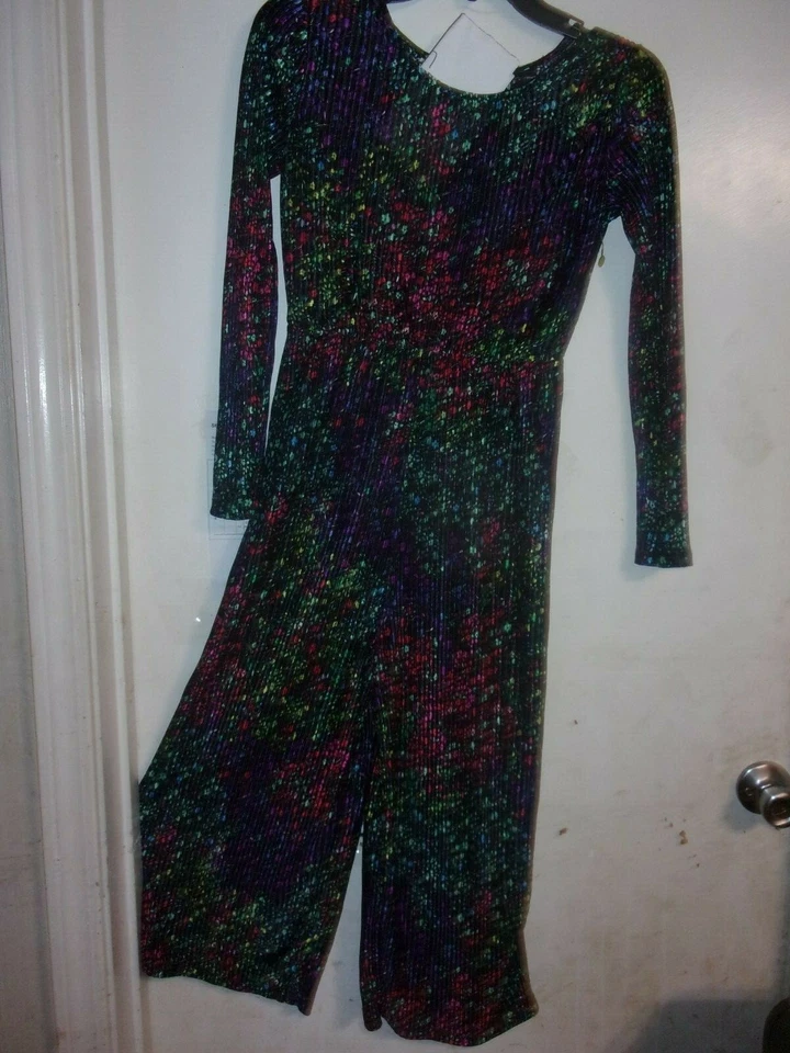 Mono mameluco floral acanalado clase artística negro tallas XS,S,M,L,XL (B183) para niñas Foto 2 de 4