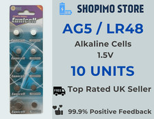Image of 10 X AG5 LR48 G5A LR754 LR750 L754 393A Button Coin Alkaline Eunicell Battery